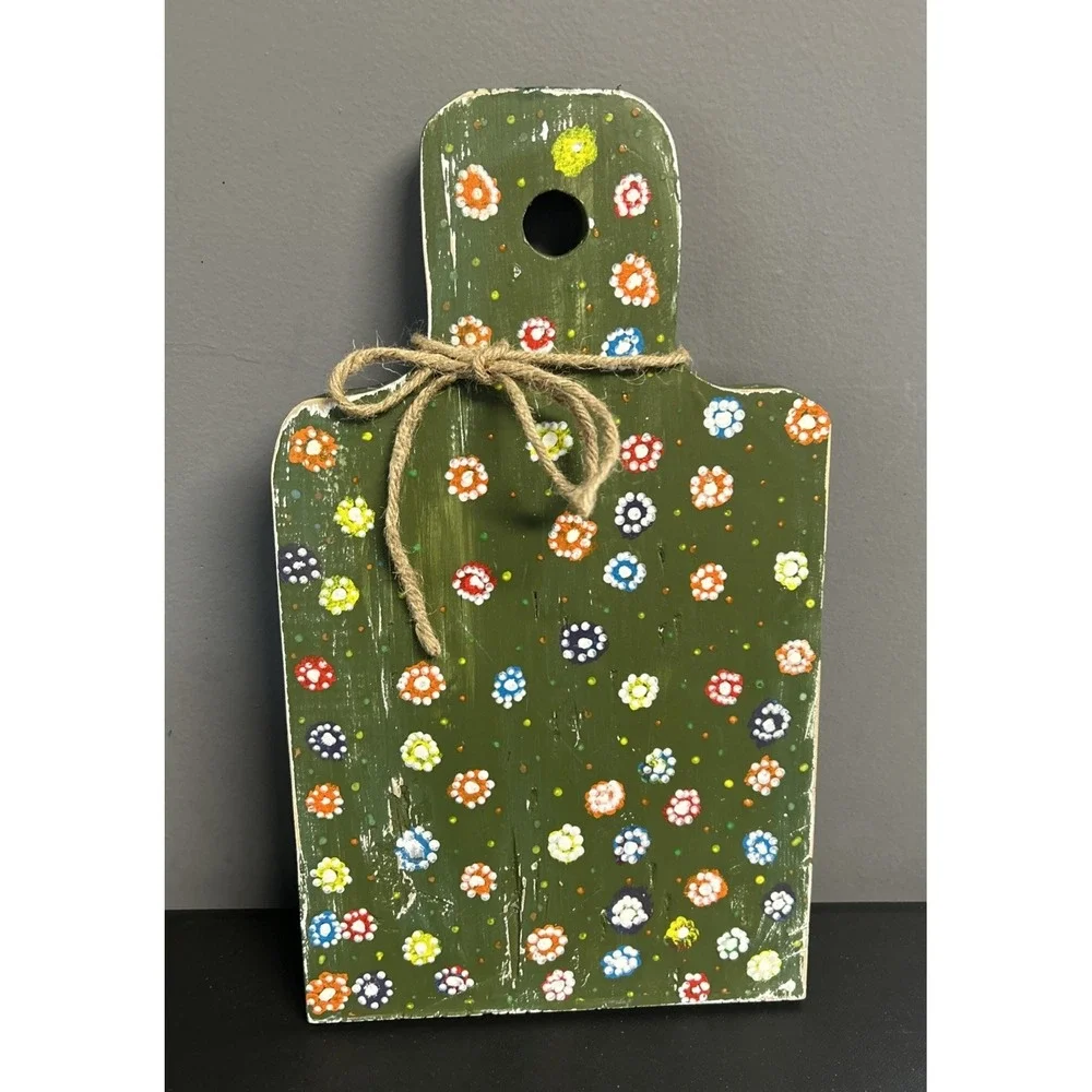 Floral Cutting Board Wall Art Reclaimed Wood Retro Distressed Boho Cottage
